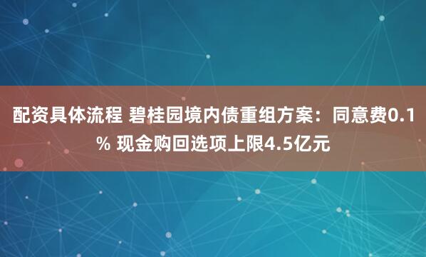配资具体流程 碧桂园境内债重组方案：同意费0.1% 现金购回选项上限4.5亿元